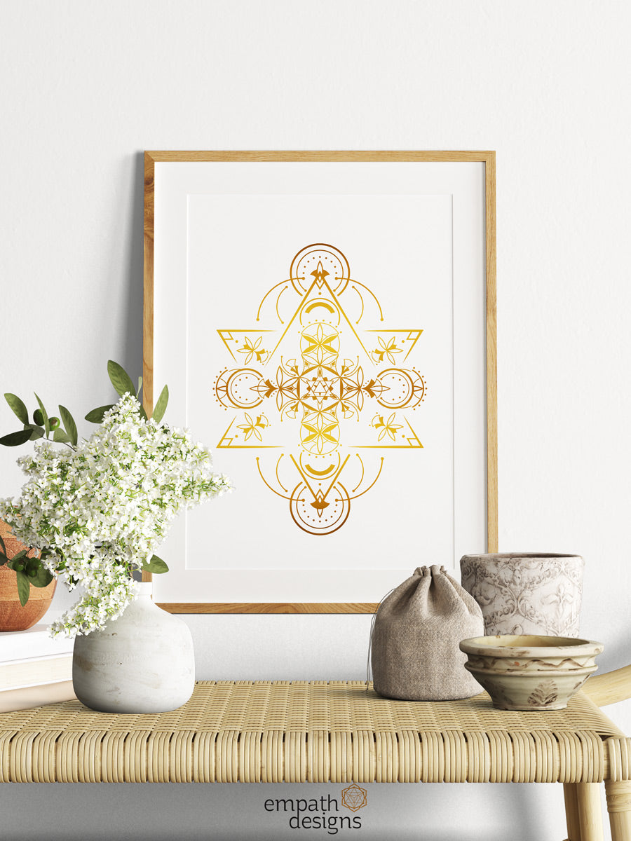 Crystal Starseed - Gold Mandala Paper Print
