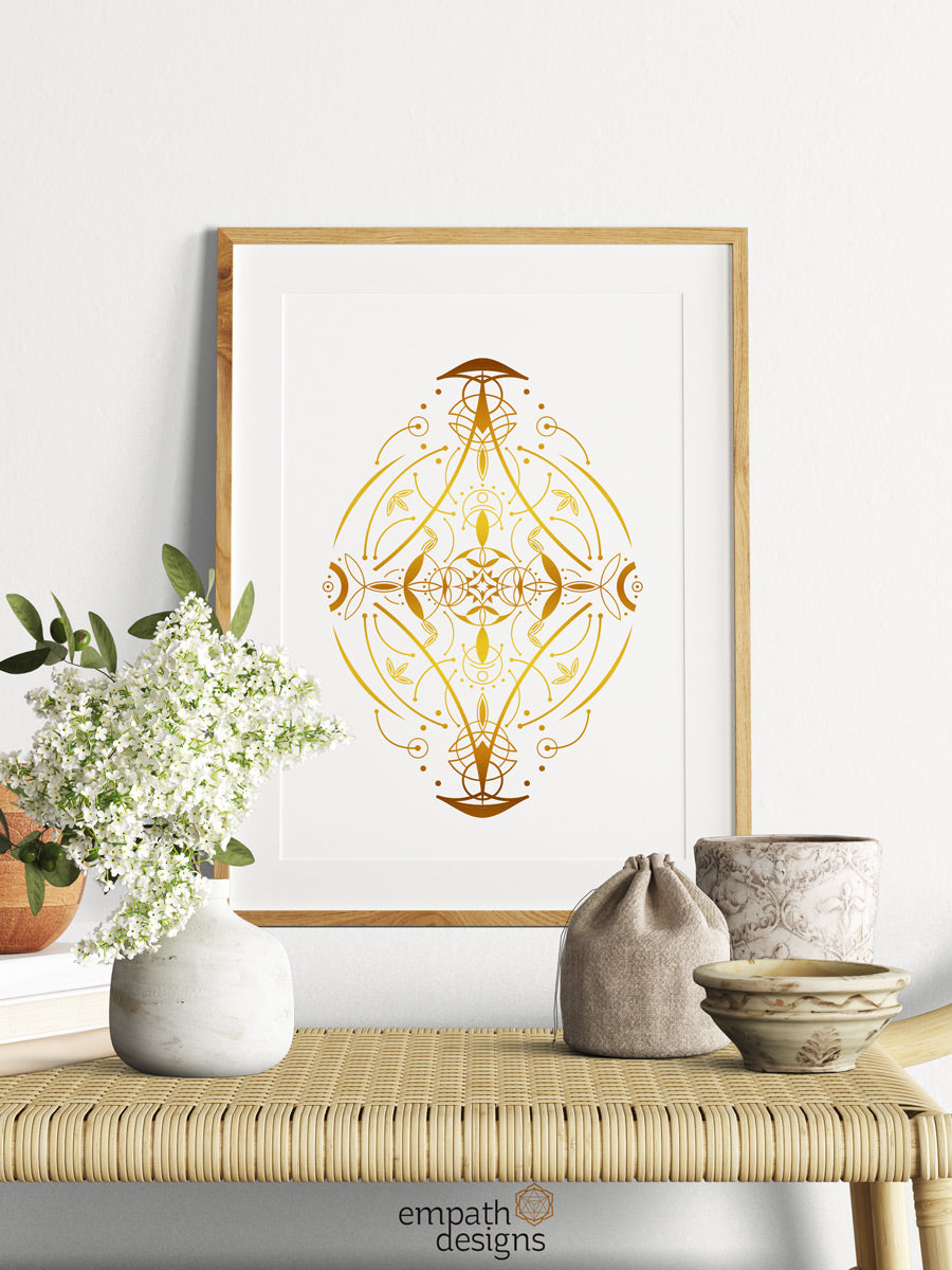 Indigo Starseed - Gold Mandala Paper Print
