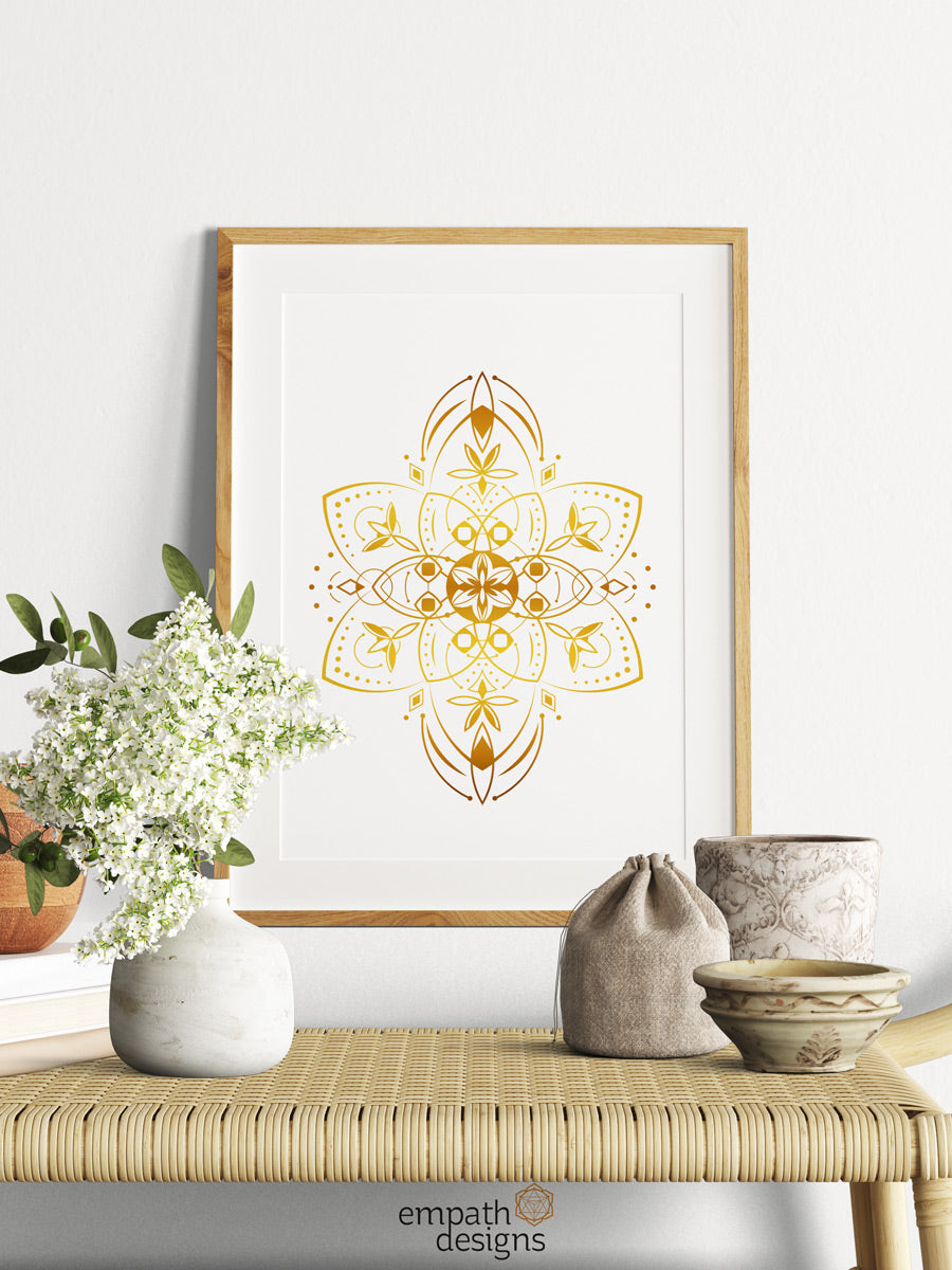 Rainbow Starseed - Gold Mandala Paper Print