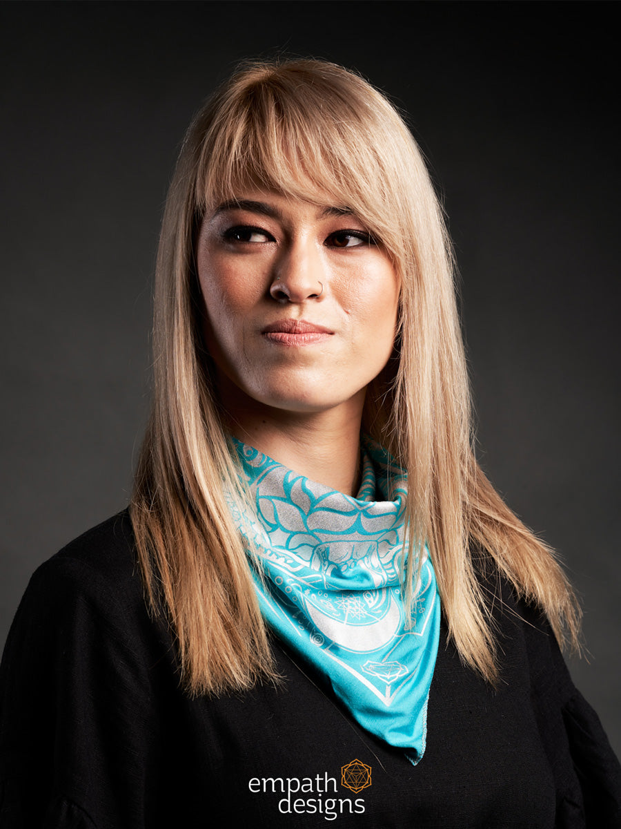 Serenity Bandana - Aqua Turquoise and Silver