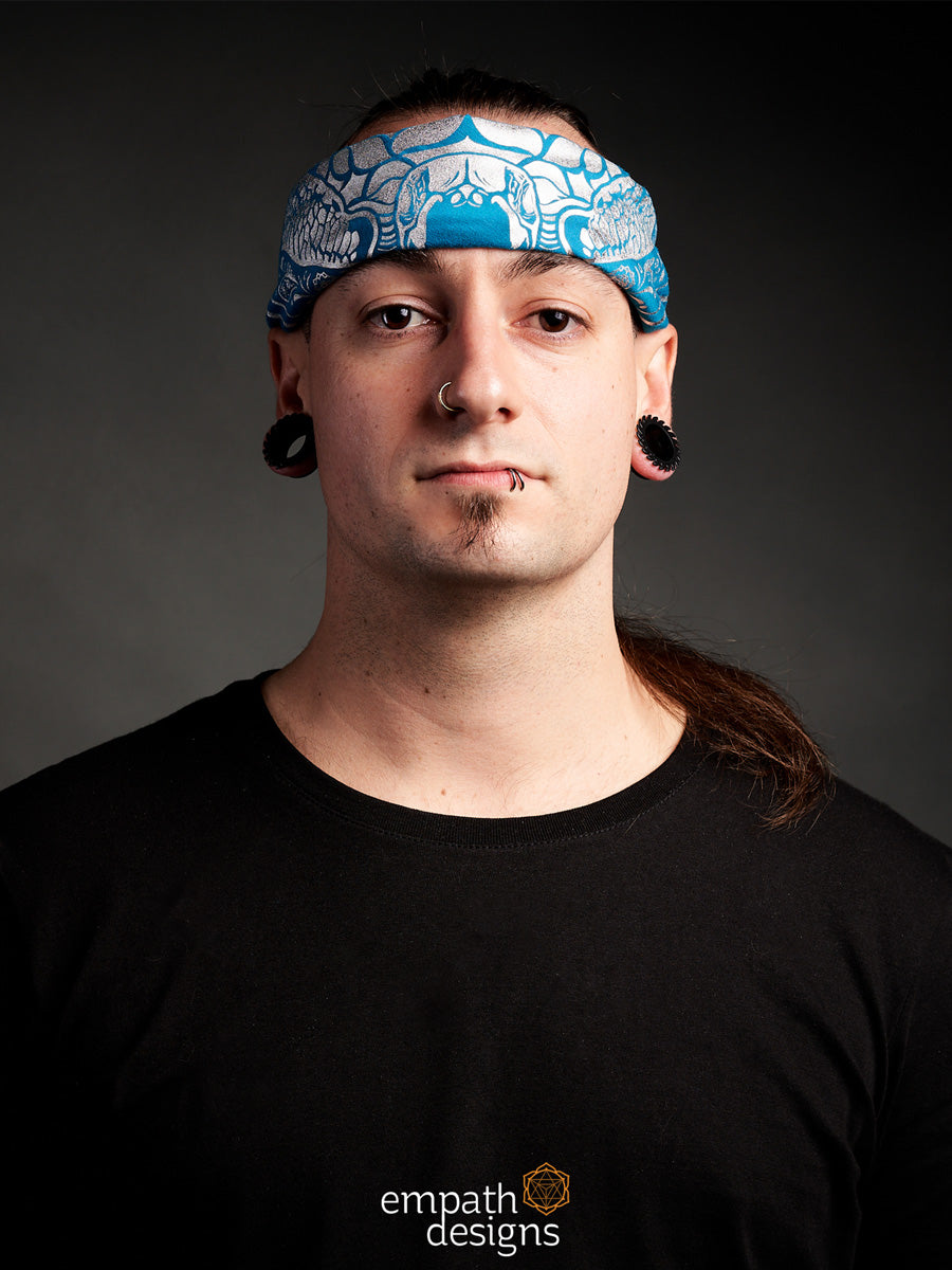 Serenity Bandana - Ocean Blue and Silver