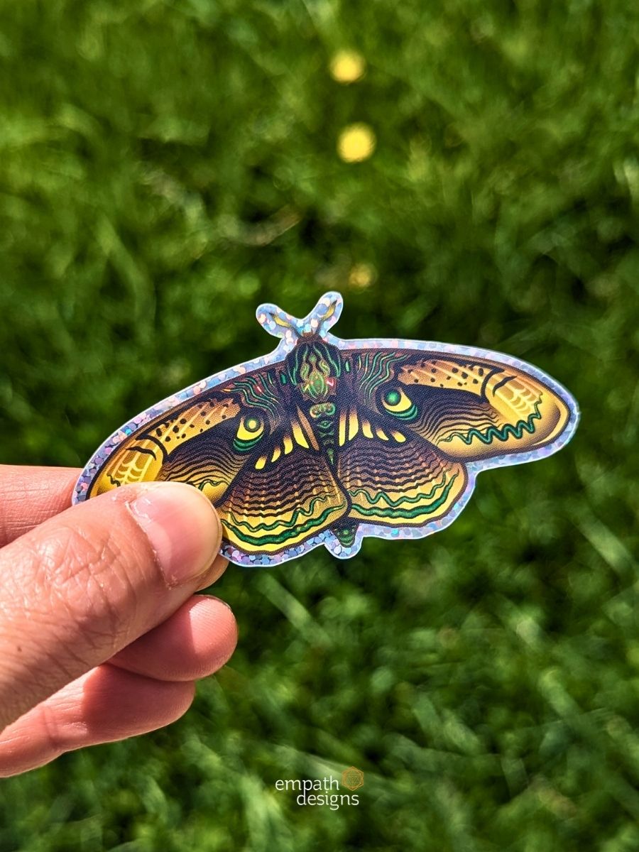 Glitter Luna Moth Sticker