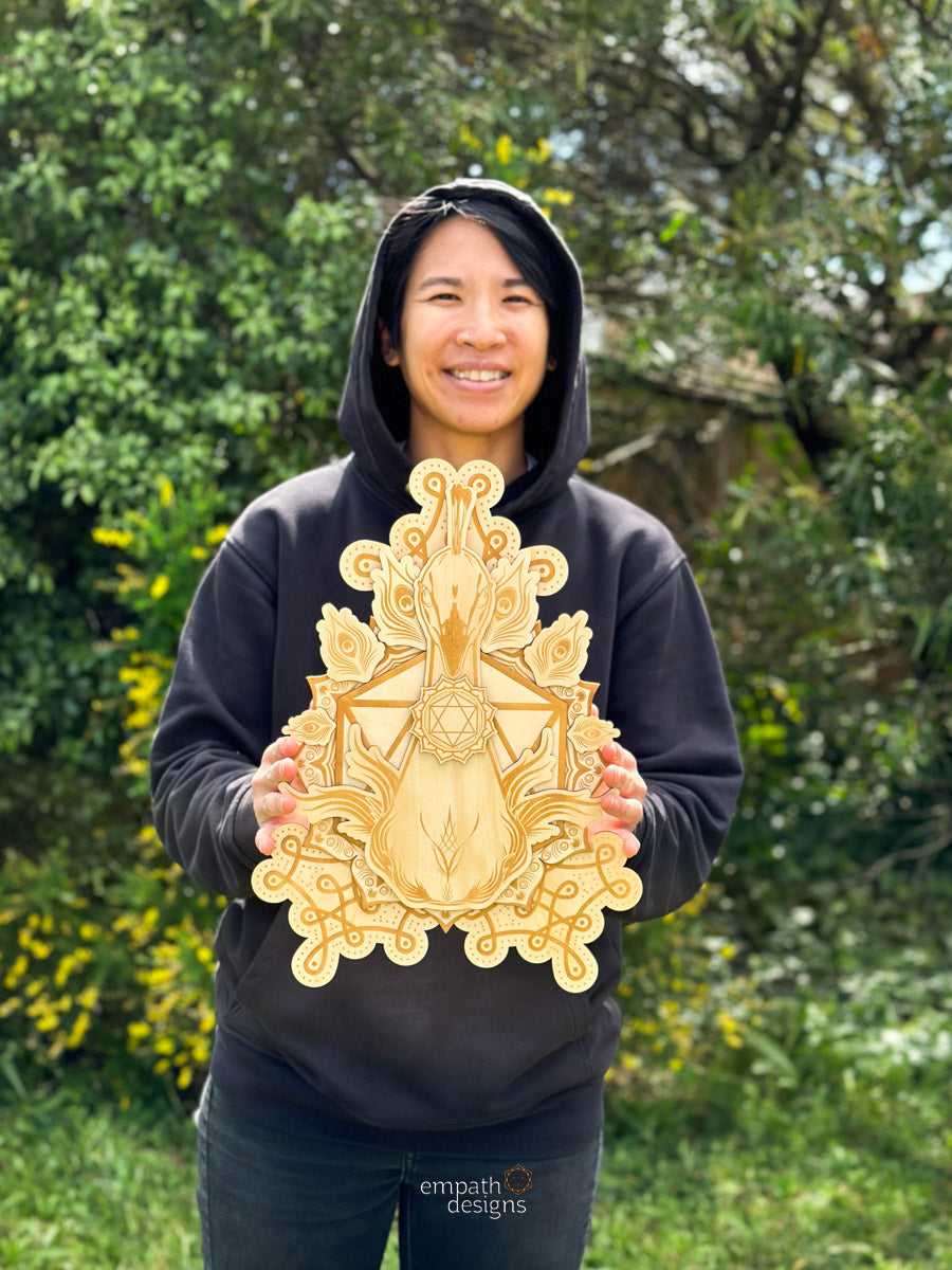 Indian Peacock - Wooden Laser Cut Mandala