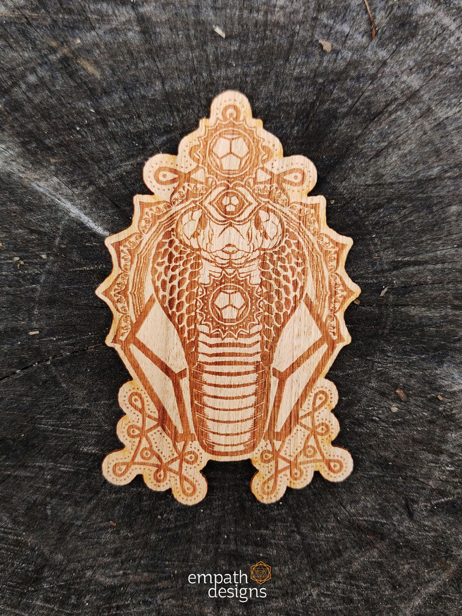 Wood Sticker - Spectacled Cobra