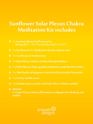 Sunflower Solar Plexus Chakra - Personal Power Meditation Art Kit / Gift Set